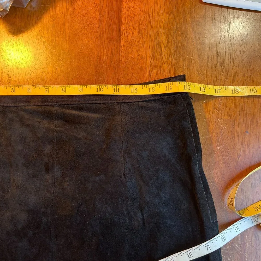Black Suede Leather Pencil Skirt Womens 30